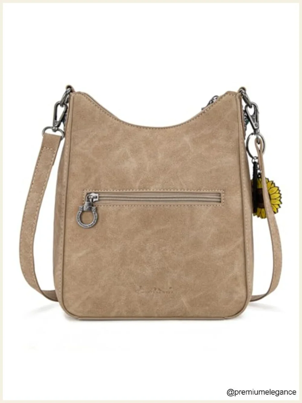 Leather Western Tooling Crossbody Hobo Bag with Whipstitch